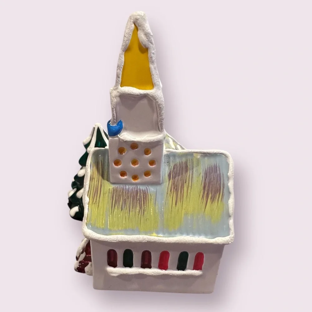 Vintage Department 56 Steepled Church Ceramic Christmas Ornament